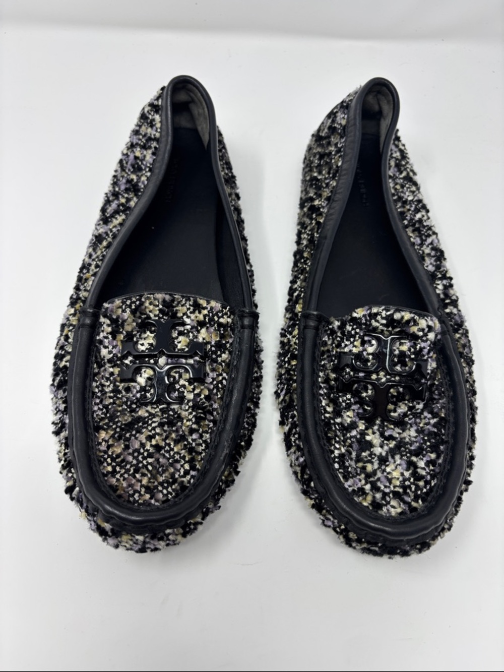 Tory Burch | Black Tweed Loafers with Logo Accent - Women 10M 10 M